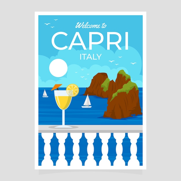 Vecteur gratuit modèle d'affiche capri dessiné à la main