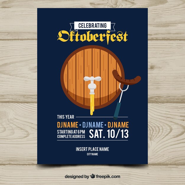 Modèle D'affiche Classique Oktoberfest Avec Un Design Plat