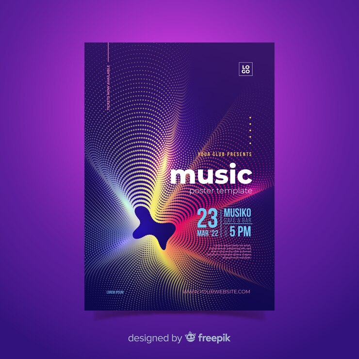 Vecteur gratuit modèle d'affiche coloré musique abstraite