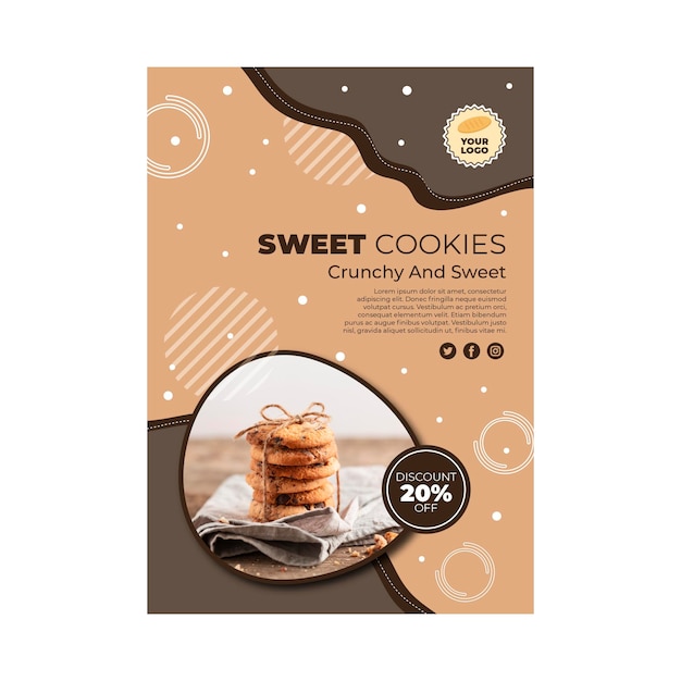 Vecteur gratuit modèle d'affiche de cookies