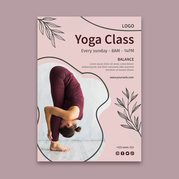 Vecteur gratuit modèle d'affiche de cours de yoga