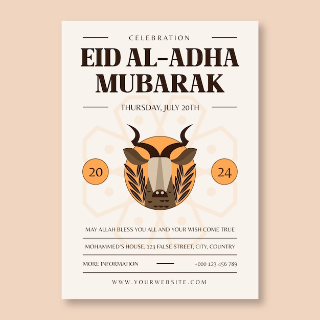 Vecteur gratuit modèle d'affiche créative de l'aïd al-adha