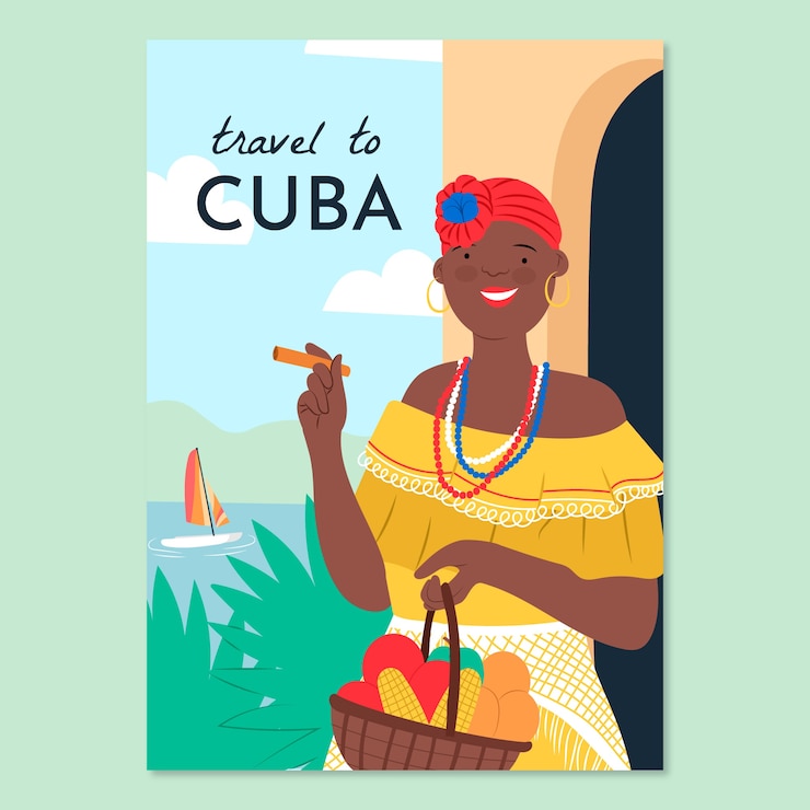 Vecteur gratuit modèle d'affiche de cuba dessiné à la main