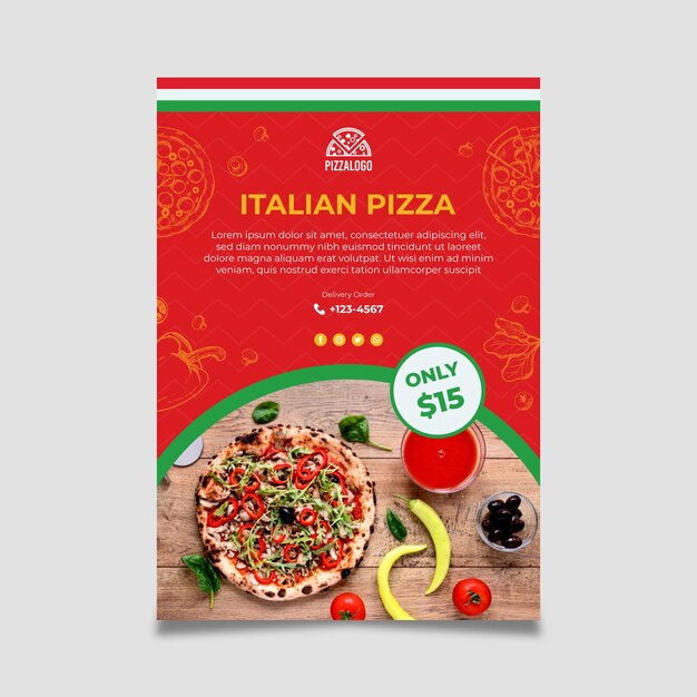 Modèle d'affiche de cuisine italienne