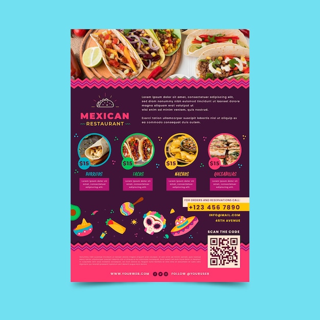 Modèle D'affiche De Cuisine Mexicaine Avec Photo