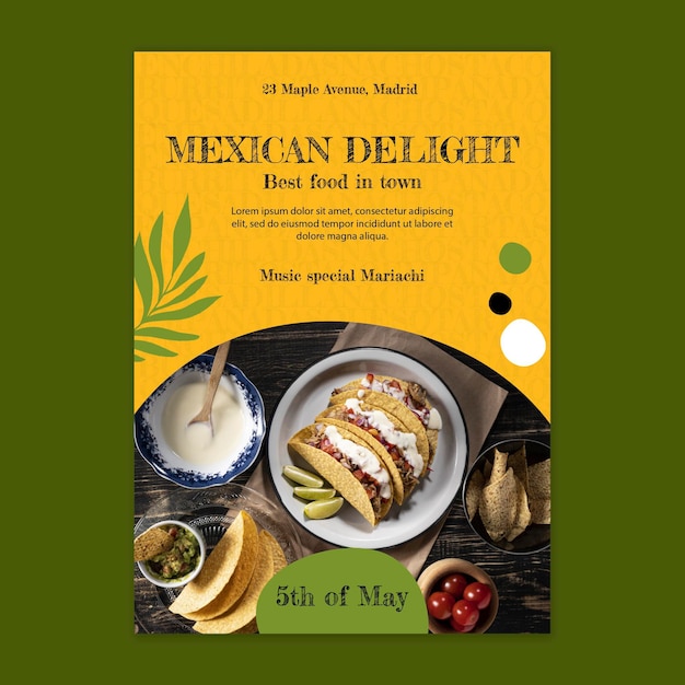 Modèle d'affiche de cuisine mexicaine