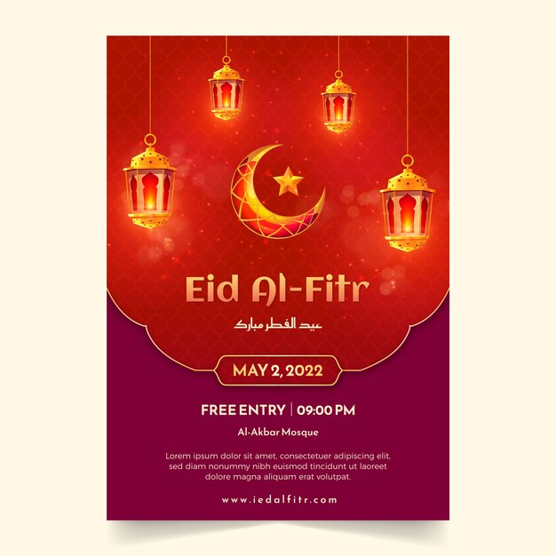 Modèle d'affiche dégradé eid al-fitr