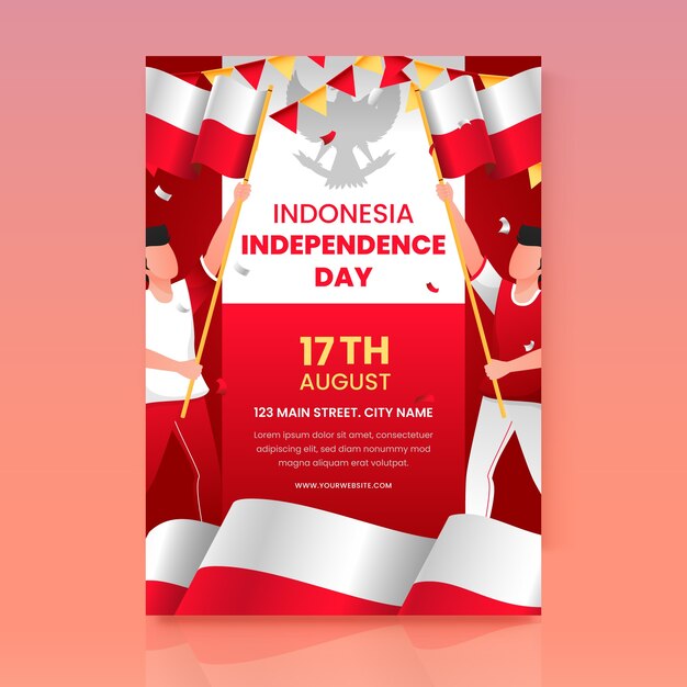 Modèle D'affiche Dégradé Pour La Célébration De La Fête De L'indépendance De L'indonésie