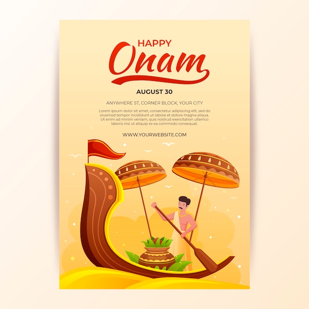 Vecteur gratuit modèle d'affiche dégradé pour la célébration d'onam