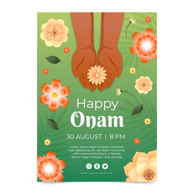 Modèle d'affiche dégradé pour la célébration d'onam