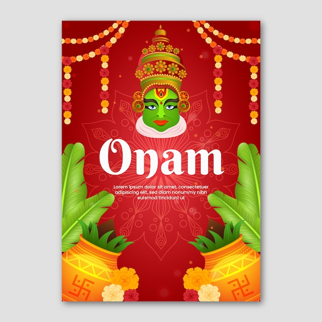 Vecteur gratuit modèle d'affiche dégradé pour la célébration d'onam