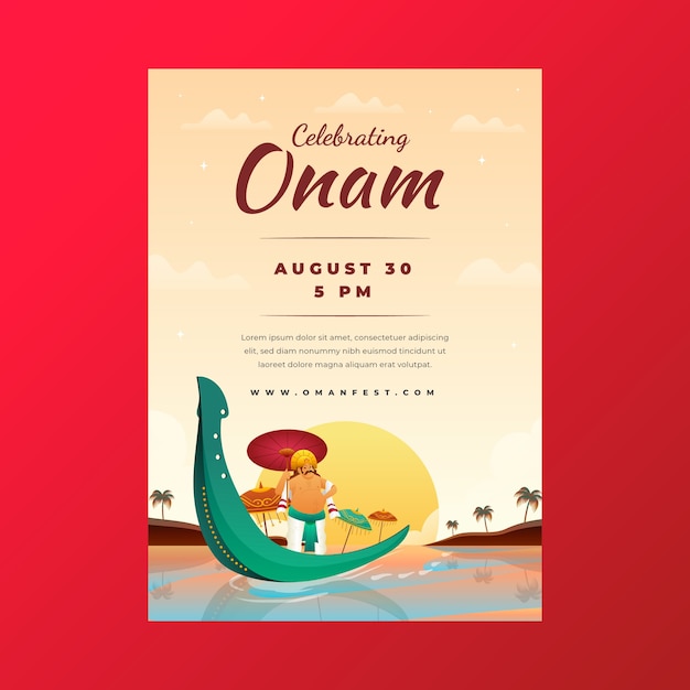 Vecteur gratuit modèle d'affiche dégradé pour la célébration d'onam