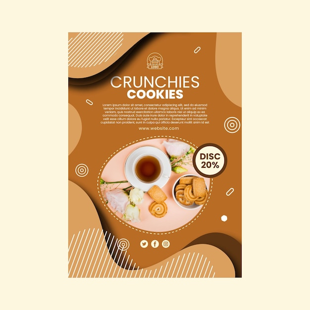 Vecteur gratuit modèle d'affiche de délicieux cookies