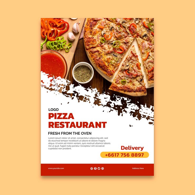 Vecteur gratuit modèle d'affiche de délicieux restaurant de pizza