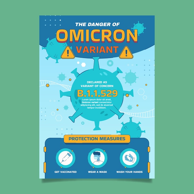 Vecteur gratuit modèle d'affiche design plat omicron