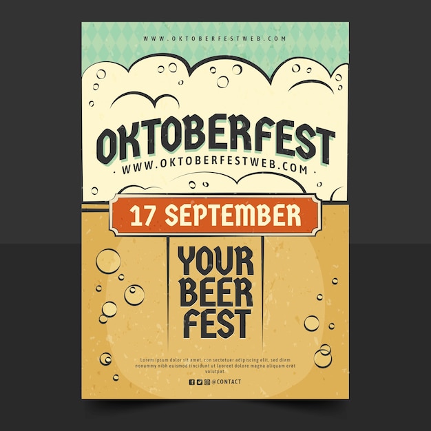 Vecteur gratuit modèle d'affiche dessiné main oktoberfest