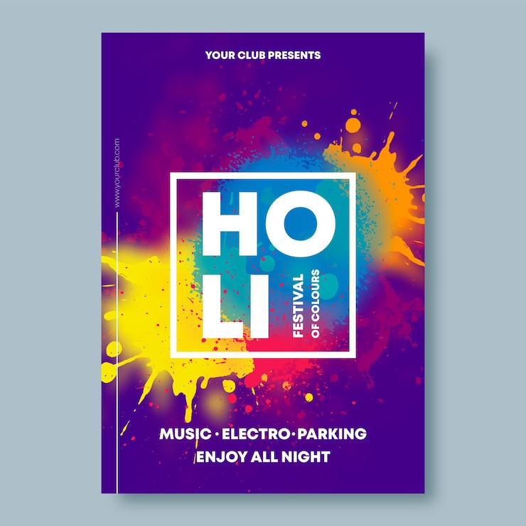 Vecteur gratuit modèle d'affiche du festival holi