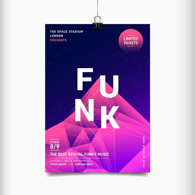 Modèle d'affiche du festival de musique abstraite Funk