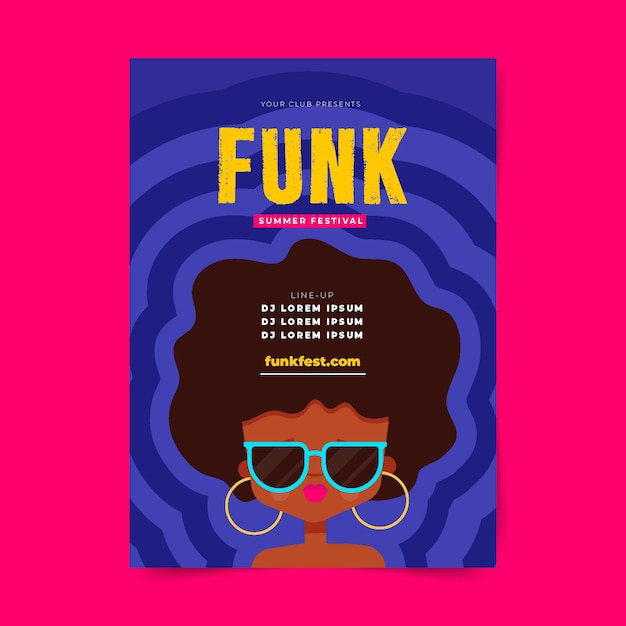 Vecteur gratuit modèle d'affiche du festival de musique funk