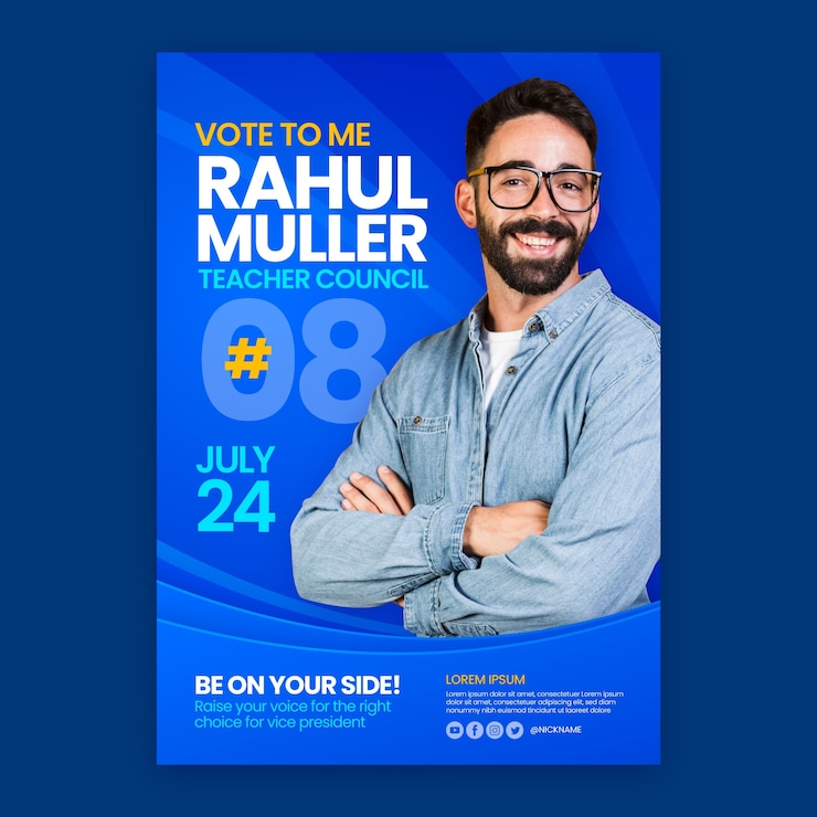Vecteur gratuit modèle d'affiche électorale dégradé