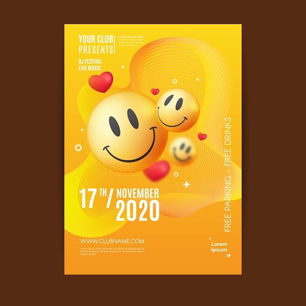 Modèle D'affiche Emoji Acide Réaliste