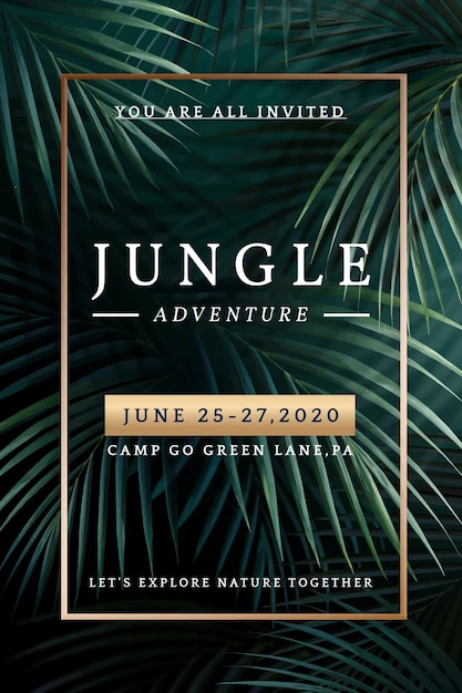 Modèle d'affiche d'événement d'aventure dans la jungle