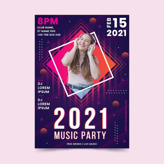 Modèle D'affiche D'événement Musical 2021 Dans Le Style De Memphis