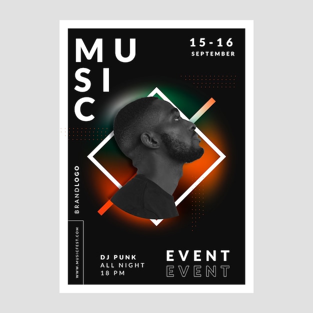 Modèle d'affiche d'événement musical dégradé