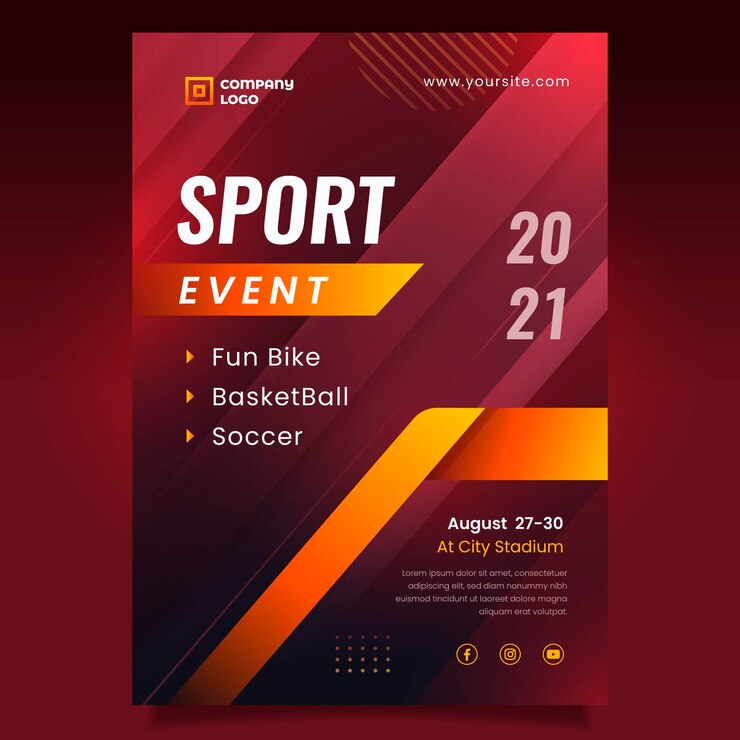 Vecteur gratuit modèle d'affiche d'événement sportif dégradé