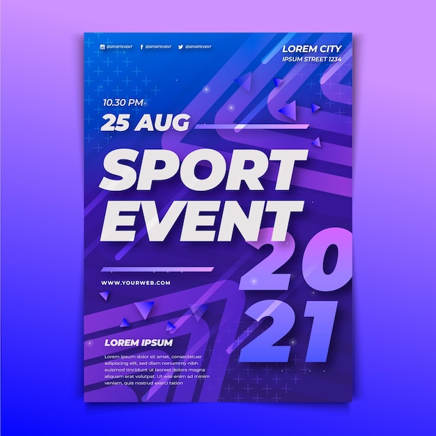 Vecteur gratuit modèle d'affiche d'événement sportif pour 2021