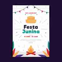 Vecteur gratuit modèle d'affiche festa junina au design plat