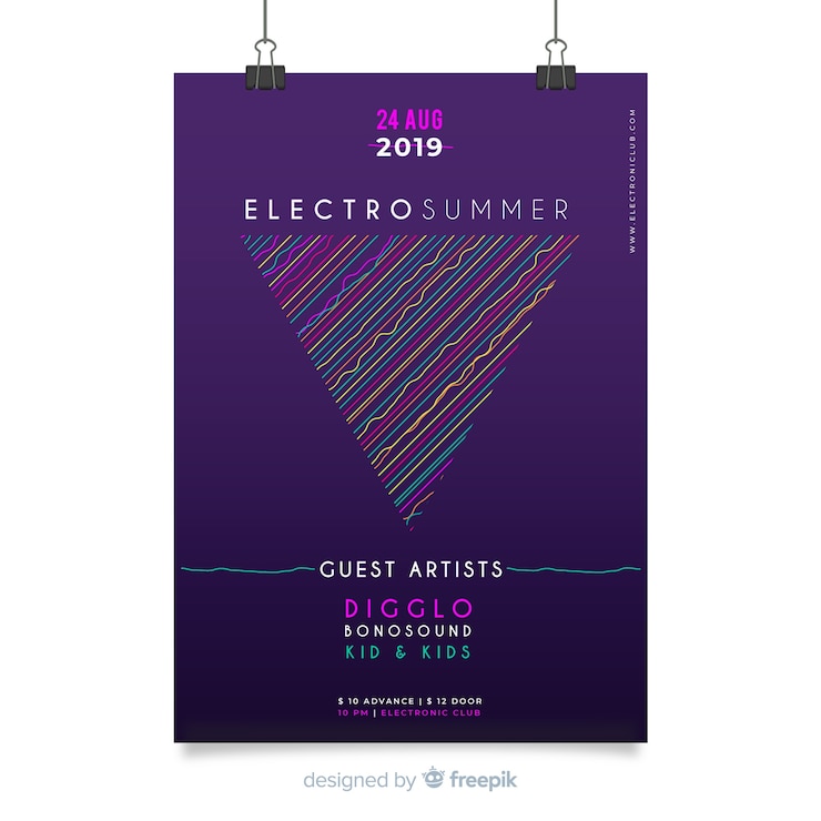 Vecteur gratuit modèle d'affiche de festival de musique abstraite