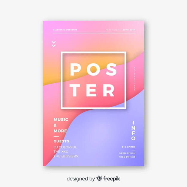 Modèle d&#39;affiche de festival de musique dégradé