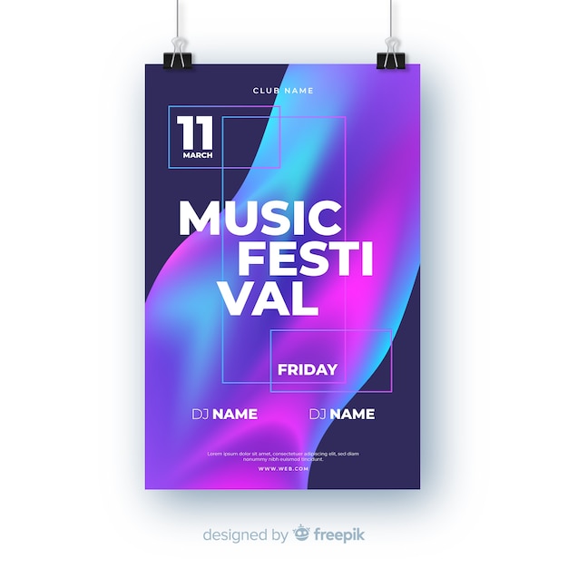 Modèle d&#39;affiche de festival de musique dégradé