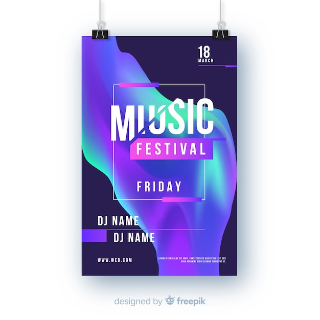 Modèle d&#39;affiche de festival de musique dégradé