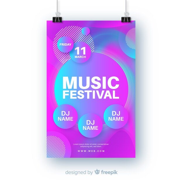 Modèle d&#39;affiche de festival de musique dégradé