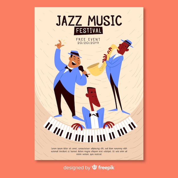 Modèle D'affiche De Festival De Musique Dessinés à La Main