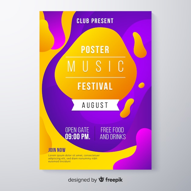 Modèle D'affiche De Festival De Musique Avec Effet Liquide