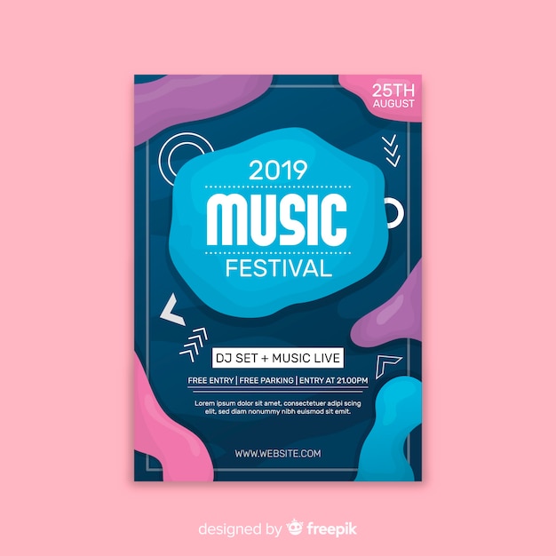 Modèle D'affiche De Festival De Musique Avec Effet Liquide