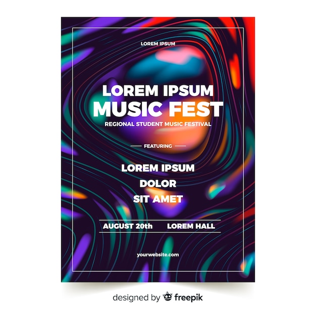 Modèle D'affiche De Festival De Musique Avec Effet Liquide