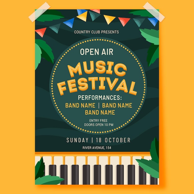 Modèle D'affiche De Festival De Musique En Plein Air