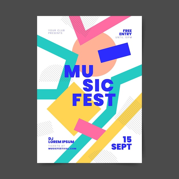 Modèle D'affiche De Festival De Musique Vertical Abstrait Dégradé