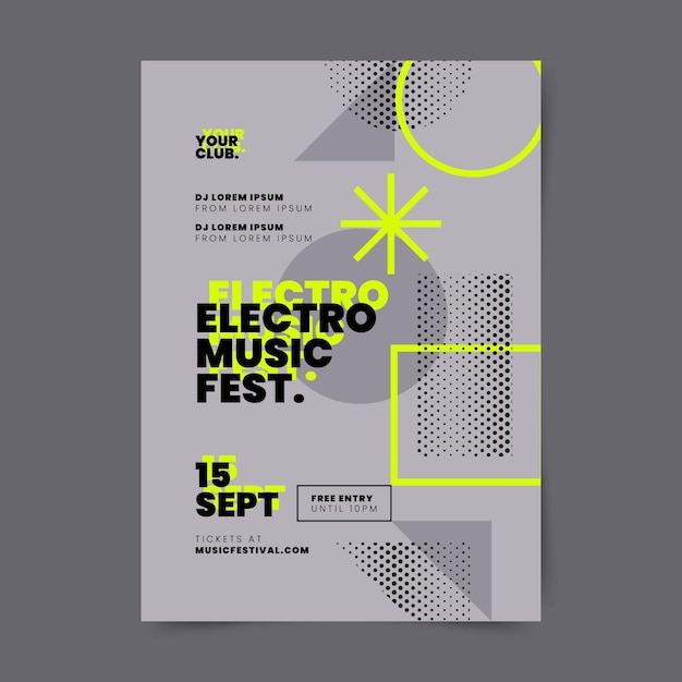 Vecteur gratuit modèle d'affiche de festival de musique vertical abstrait dégradé