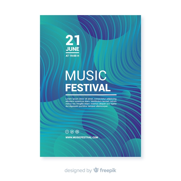 Vecteur gratuit modèle d'affiche de festival de musique