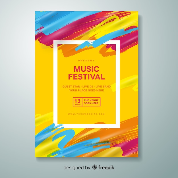 Vecteur gratuit modèle d'affiche de festival de musique