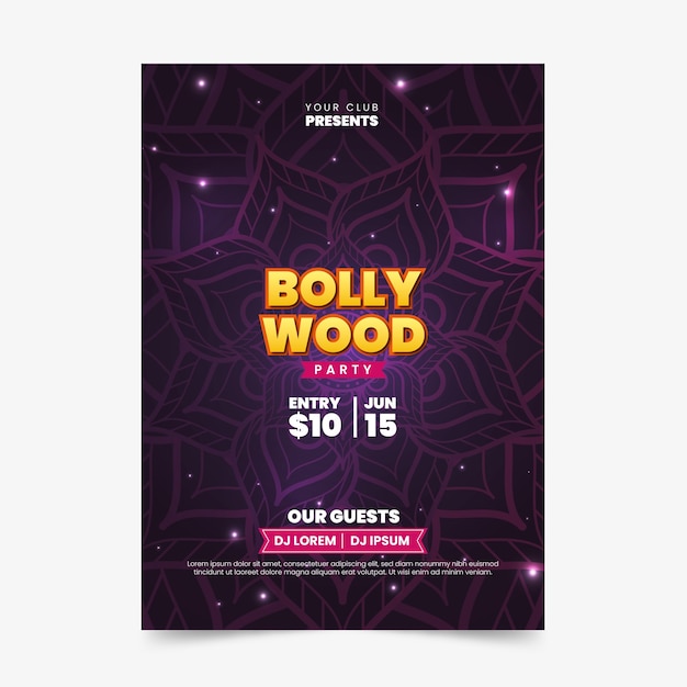 Modèle D'affiche De Fête De Bollywood Avec Mandala