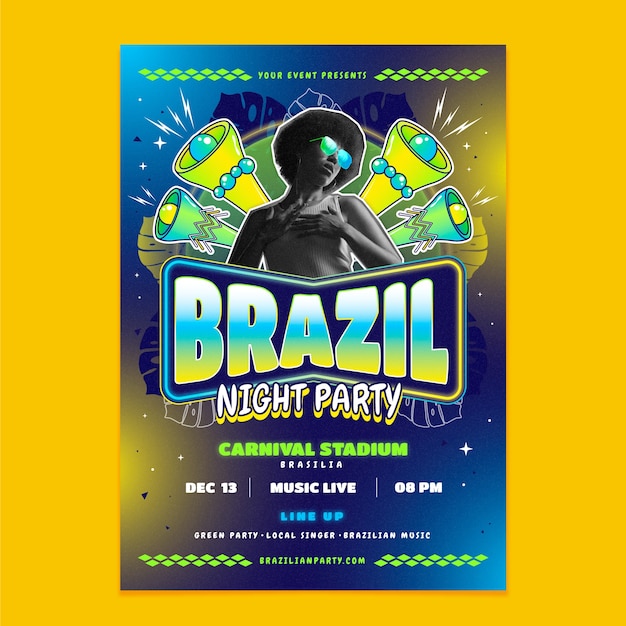 Vecteur gratuit modèle d'affiche de fête brésilienne dégradée