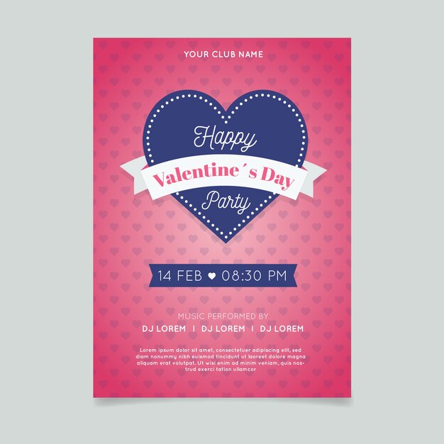 Vecteur gratuit modèle d'affiche fête design plat saint valentin