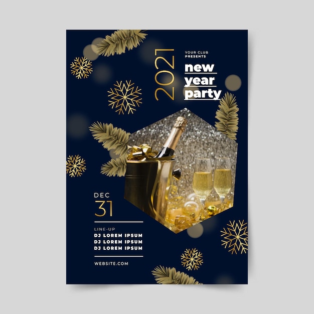 Vecteur gratuit modèle d'affiche de fête du nouvel an 2021