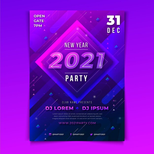 Modèle d'affiche de fête du nouvel an 2021